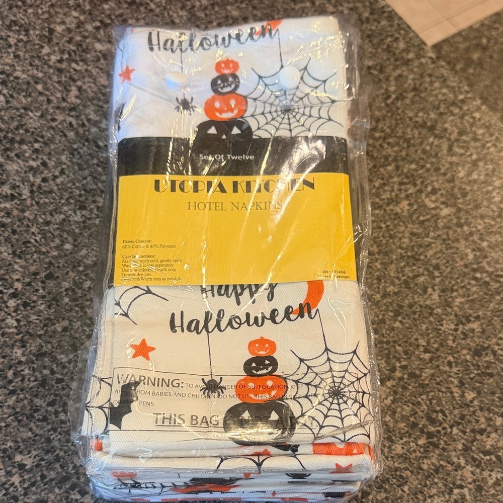 Halloween Napkins - White and Orange
